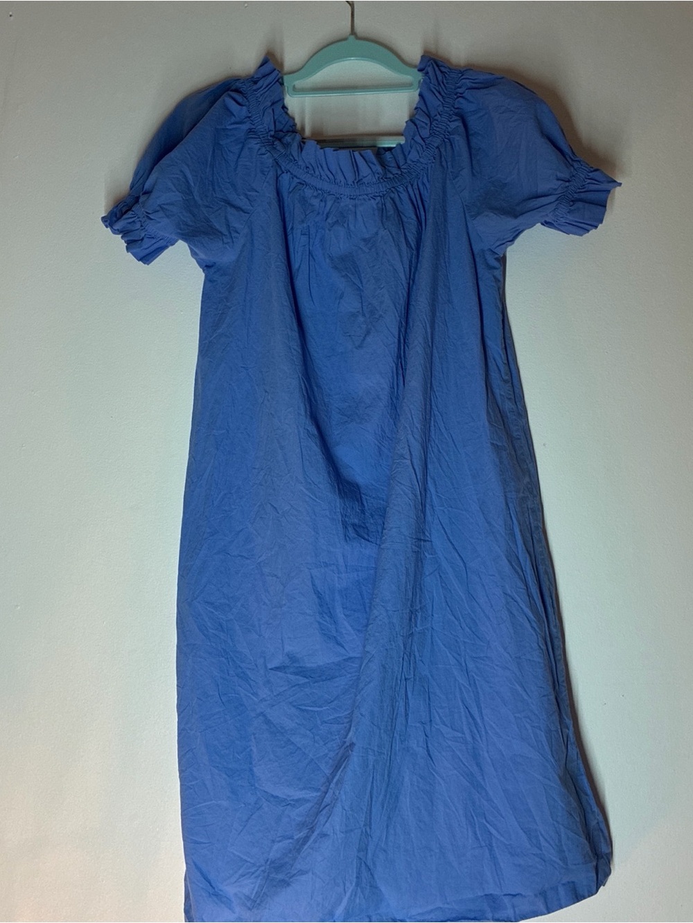 H&M Blue Midi Dress with Ruffled Neckline